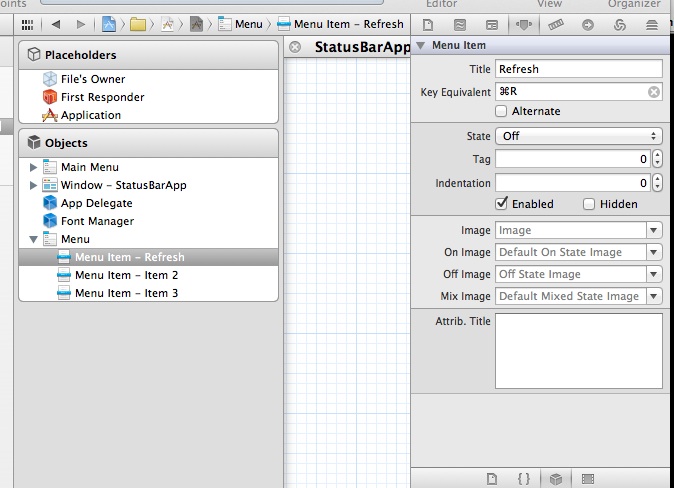 edit menu item